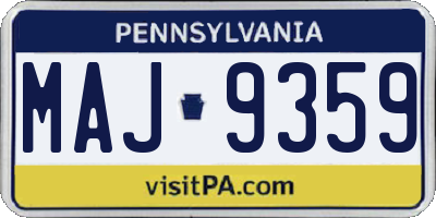 PA license plate MAJ9359