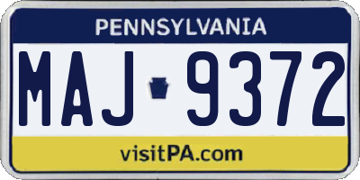 PA license plate MAJ9372