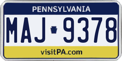 PA license plate MAJ9378