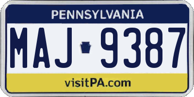 PA license plate MAJ9387