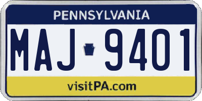 PA license plate MAJ9401
