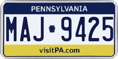 PA license plate MAJ9425