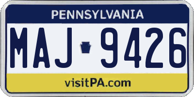 PA license plate MAJ9426