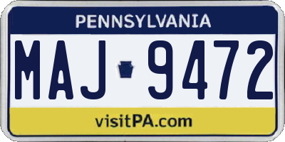 PA license plate MAJ9472