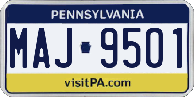 PA license plate MAJ9501