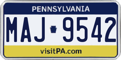 PA license plate MAJ9542