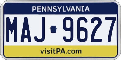 PA license plate MAJ9627
