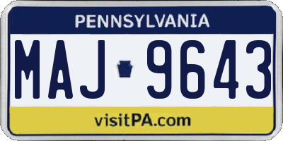 PA license plate MAJ9643