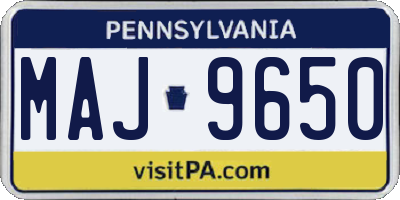 PA license plate MAJ9650