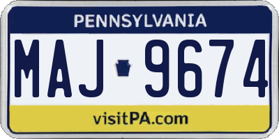 PA license plate MAJ9674