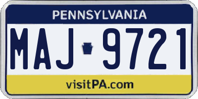 PA license plate MAJ9721