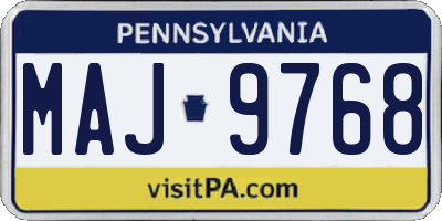 PA license plate MAJ9768