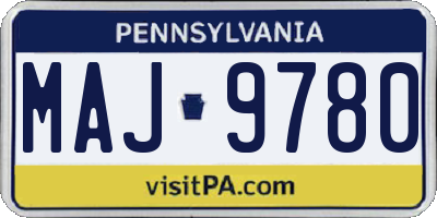 PA license plate MAJ9780