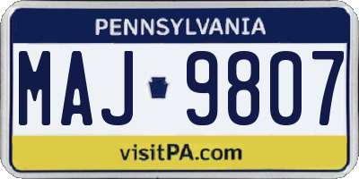 PA license plate MAJ9807