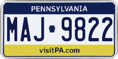 PA license plate MAJ9822
