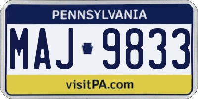 PA license plate MAJ9833