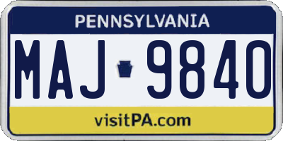 PA license plate MAJ9840