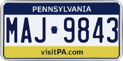 PA license plate MAJ9843