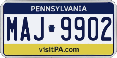 PA license plate MAJ9902