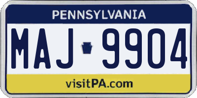 PA license plate MAJ9904