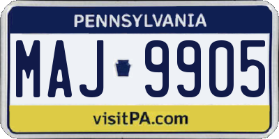 PA license plate MAJ9905