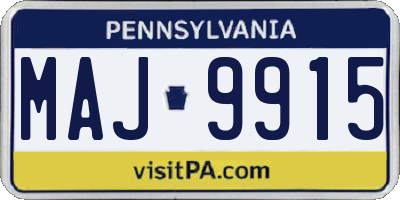 PA license plate MAJ9915