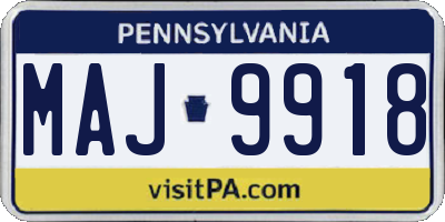 PA license plate MAJ9918