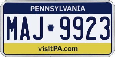PA license plate MAJ9923