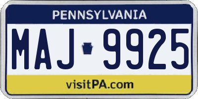 PA license plate MAJ9925