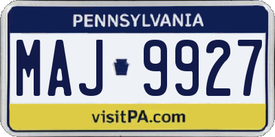 PA license plate MAJ9927