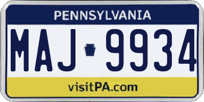 PA license plate MAJ9934