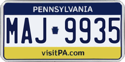 PA license plate MAJ9935
