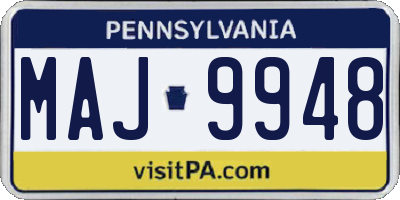 PA license plate MAJ9948
