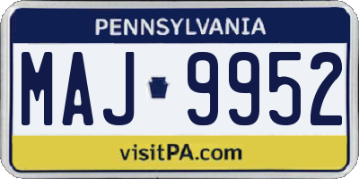 PA license plate MAJ9952