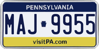 PA license plate MAJ9955
