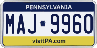 PA license plate MAJ9960