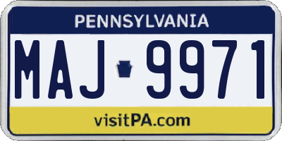 PA license plate MAJ9971