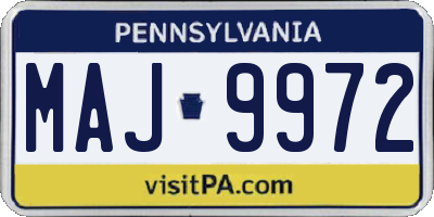 PA license plate MAJ9972