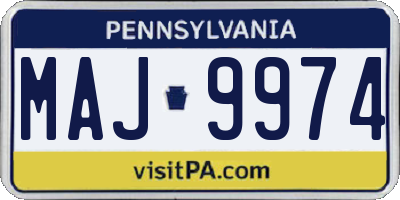 PA license plate MAJ9974
