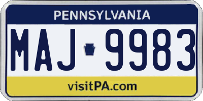 PA license plate MAJ9983