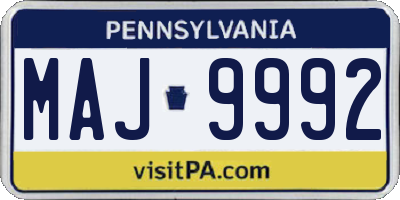 PA license plate MAJ9992