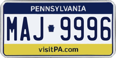 PA license plate MAJ9996