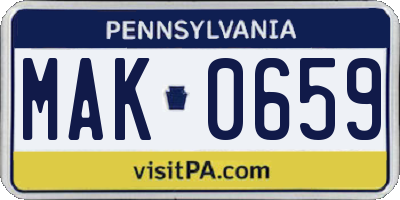 PA license plate MAK0659