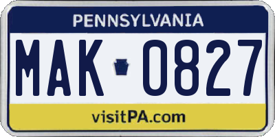 PA license plate MAK0827