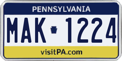 PA license plate MAK1224