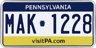 PA license plate MAK1228