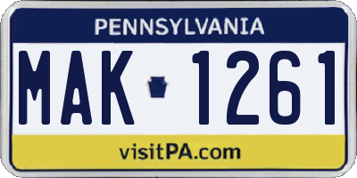 PA license plate MAK1261
