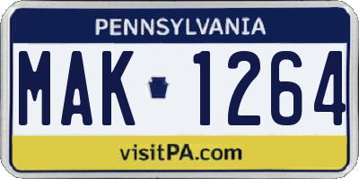 PA license plate MAK1264