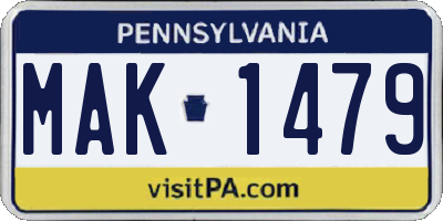 PA license plate MAK1479