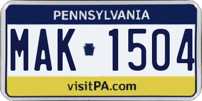 PA license plate MAK1504